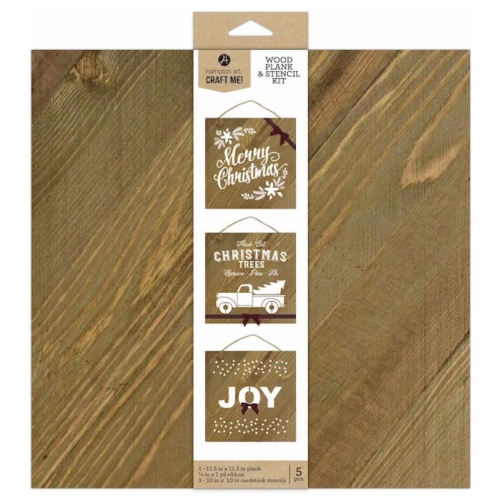 Hampton Art 11.5” x 11.5” Plank and Stencil Kit Rustic Wood